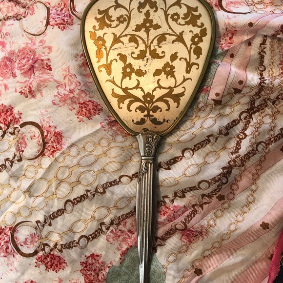 Accessories - Antique hand held goldtone mirror